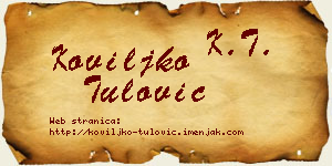 Koviljko Tulović vizit kartica